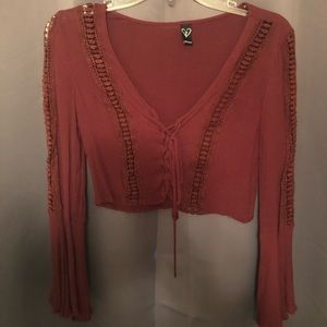 Windsor Cropped Long Sleeve Crochet Top